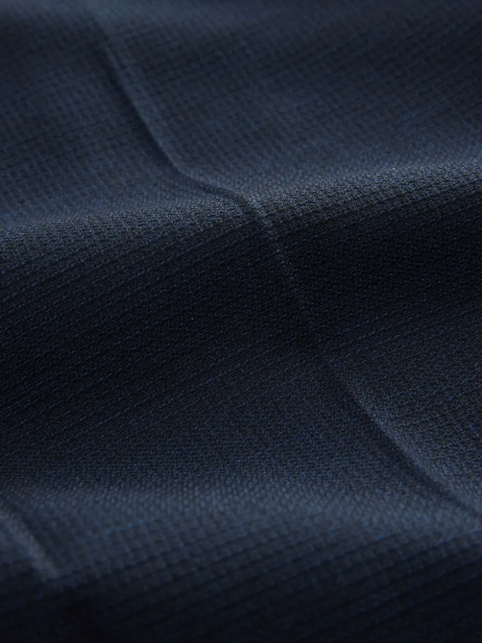 Navy Regular Fit Smart Textured Trousers With Stretch Waistband