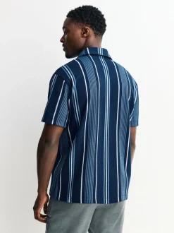 Navy Regular Fit Stripe Short Sleeve Jersey Shirt