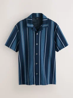 Navy Regular Fit Stripe Short Sleeve Jersey Shirt