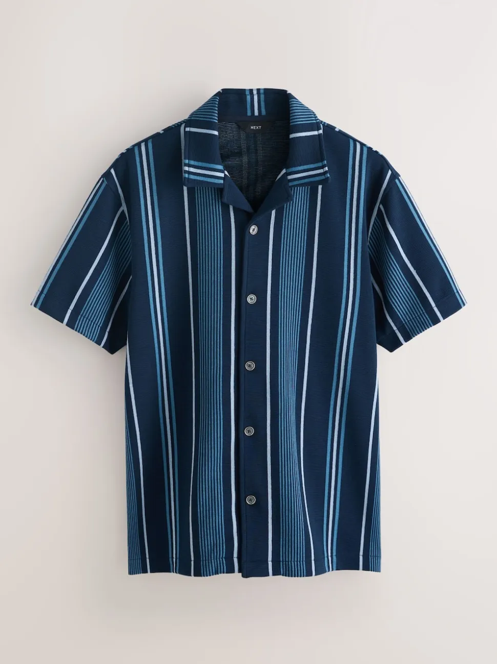 Navy Regular Fit Stripe Short Sleeve Jersey Shirt