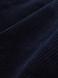 Navy Regular Tapered Fit Corduroy Single Pleated Trousers