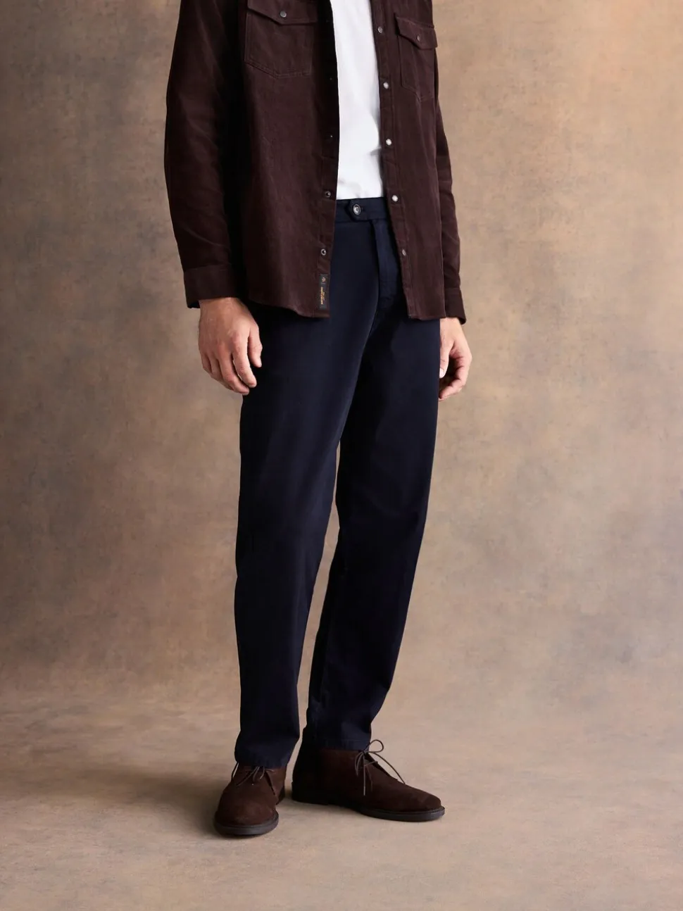 Navy Regular Tapered Fit Soft Touch Brushed Trousers