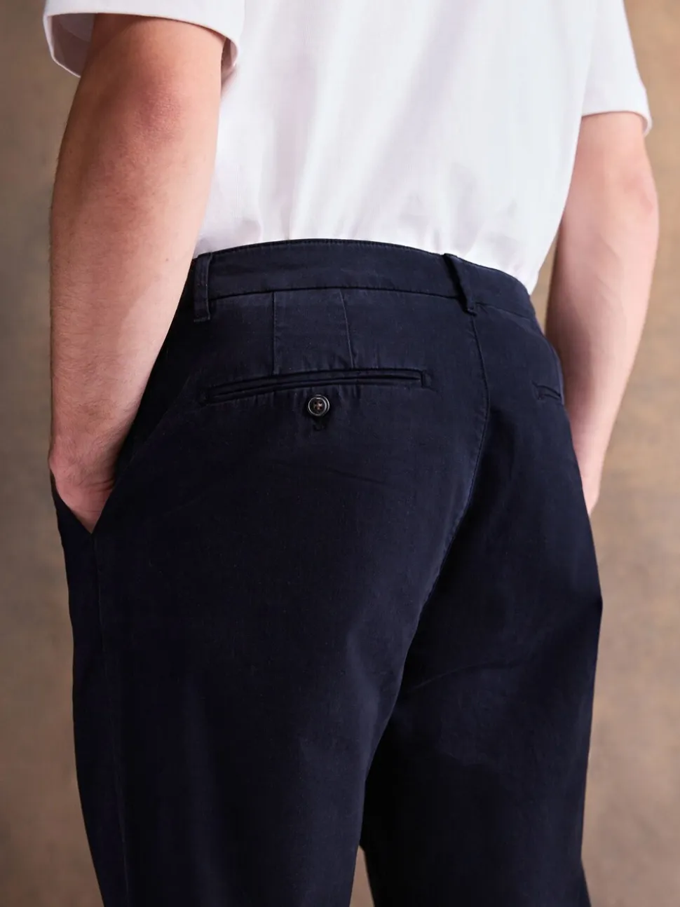 Navy Regular Tapered Fit Soft Touch Brushed Trousers