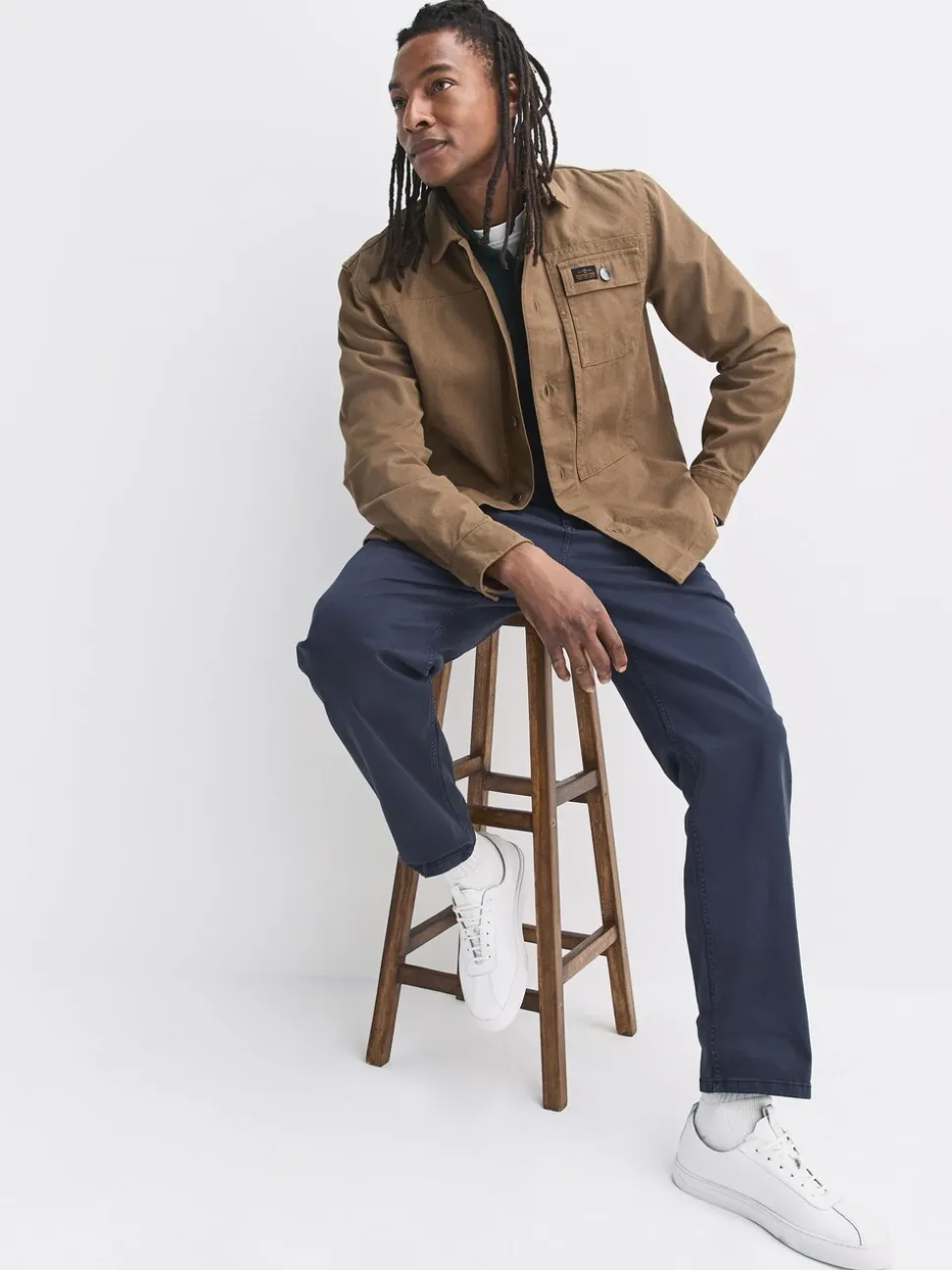 Navy Regular Tapered Fit Authentic Sunbleached Trousers