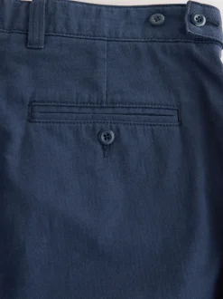 Navy Relaxed Tapered Fit Authentic Twin Pleated Textured Trousers