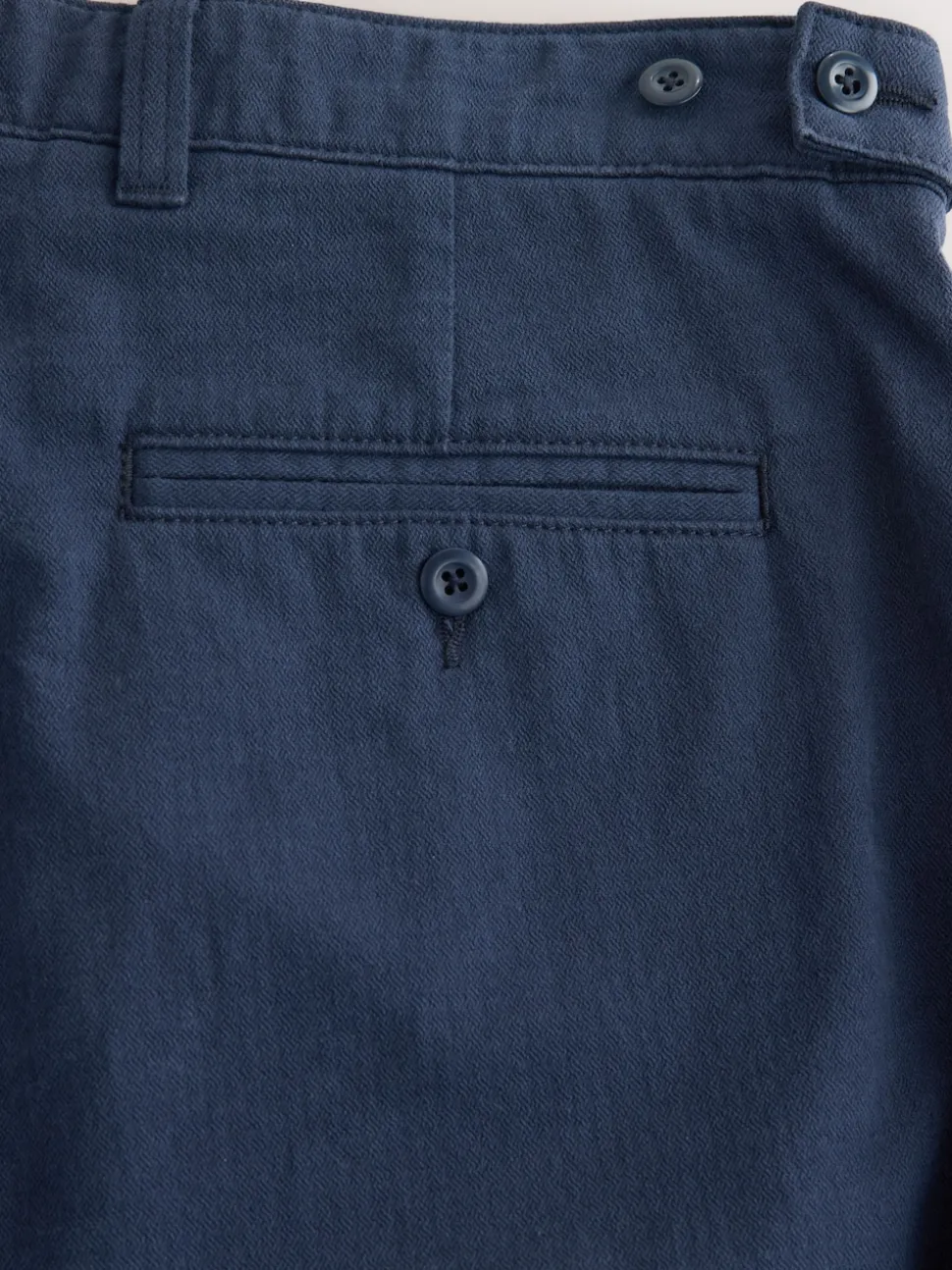 Navy Relaxed Tapered Fit Authentic Twin Pleated Textured Trousers