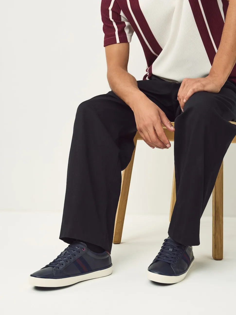 Navy Side Stripe Smart Casual Trainers
