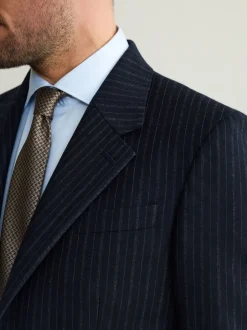 Navy Signature Stripe Empire Mills British 100% Wool Suit Jacket