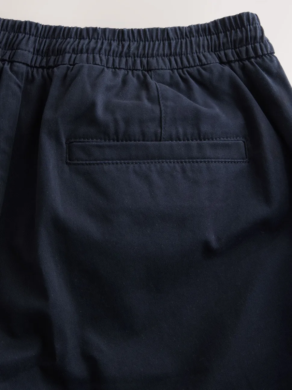 Navy Slim Fit Pleated Stretch Chinos Trousers With Elasticated Waist