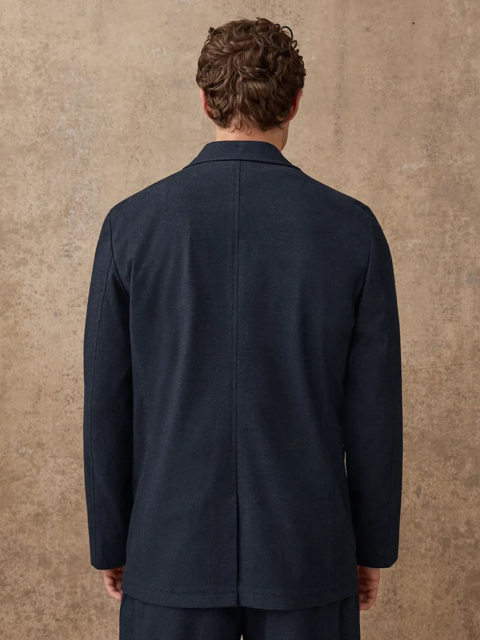Navy Slim Fit Seersucker Stripe Suit Jacket
