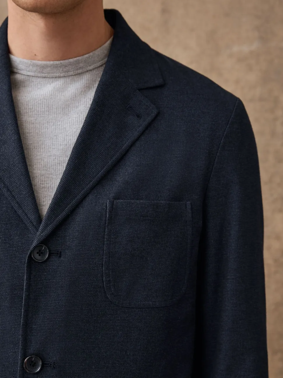 Navy Slim Fit Seersucker Stripe Suit Jacket