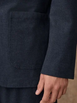 Navy Slim Fit Seersucker Stripe Suit Jacket