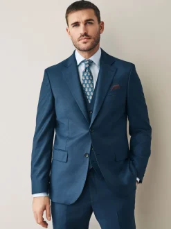 Navy Slim Fit Signature Cerutti 100% Italian Wool Suit Jacket