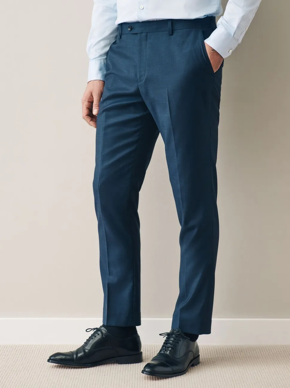 Navy Slim Fit Signature Cerutti 100% Italian Wool Suit Trousers