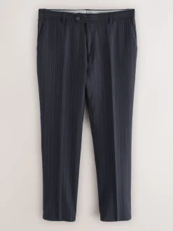 Navy Slim Fit Signature Stripe Empire Mills British 100% Wool Suit Trousers