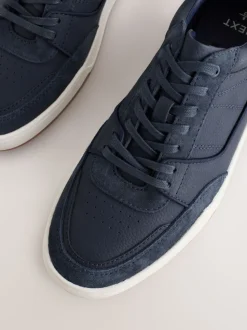 Navy Smart Casual Trainers with Suede Trim