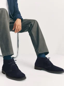 Navy Smart Suede Chukka Boots