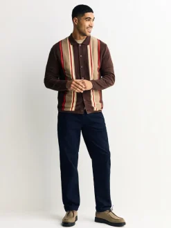 Navy Straight Fit Motionflex Chinos Trousers With Belt