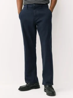 Navy Straight Fit Motionflex Chino Trousers