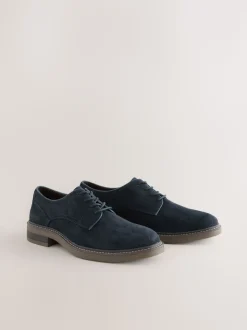 Navy Suedette Derby Shoes