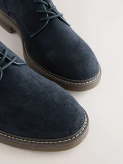 Navy Suedette Derby Shoes