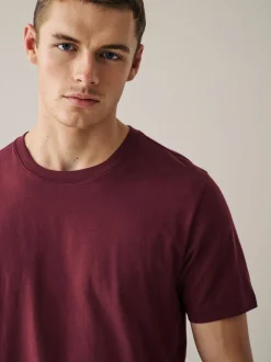 Navy/ Teal/ White/ Black/ Green/ Burgundy Regular Fit Essential Cotton T-Shirts 6 Pack