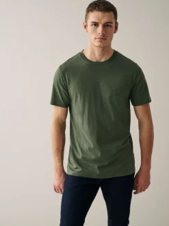 Navy/ Teal/ White/ Black/ Green/ Burgundy Regular Fit Essential Cotton T-Shirts 6 Pack