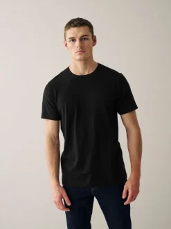 Navy/ Teal/ White/ Black/ Green/ Burgundy Regular Fit Essential Cotton T-Shirts 6 Pack