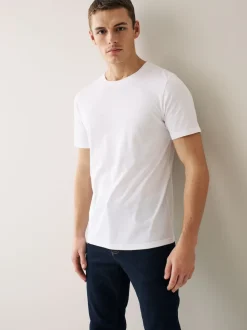 Navy/ Teal/ White/ Black/ Green/ Burgundy Regular Fit Essential Cotton T-Shirts 6 Pack