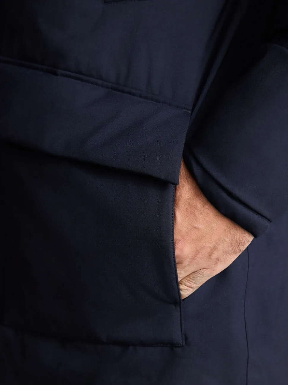 Navy Waterproof 3M Thinsulate™ Hooded Wool Blend Parka