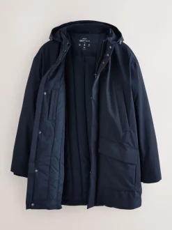 Navy Waterproof 3M Thinsulate™ Hooded Wool Blend Parka