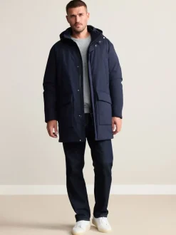 Navy Waterproof 3M Thinsulate™ Hooded Wool Blend Parka