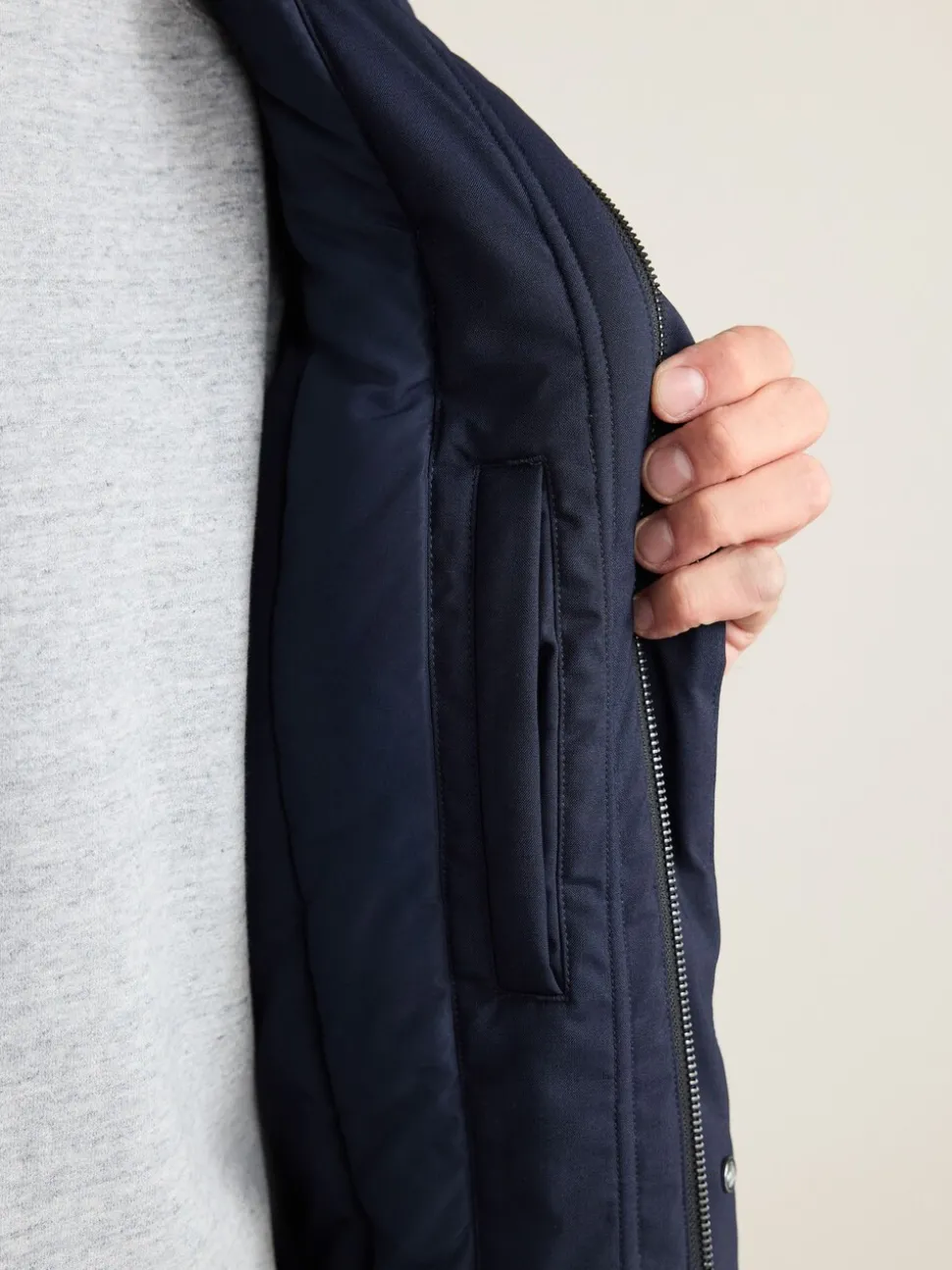 Navy Waterproof 3M Thinsulate™ Hooded Wool Blend Parka