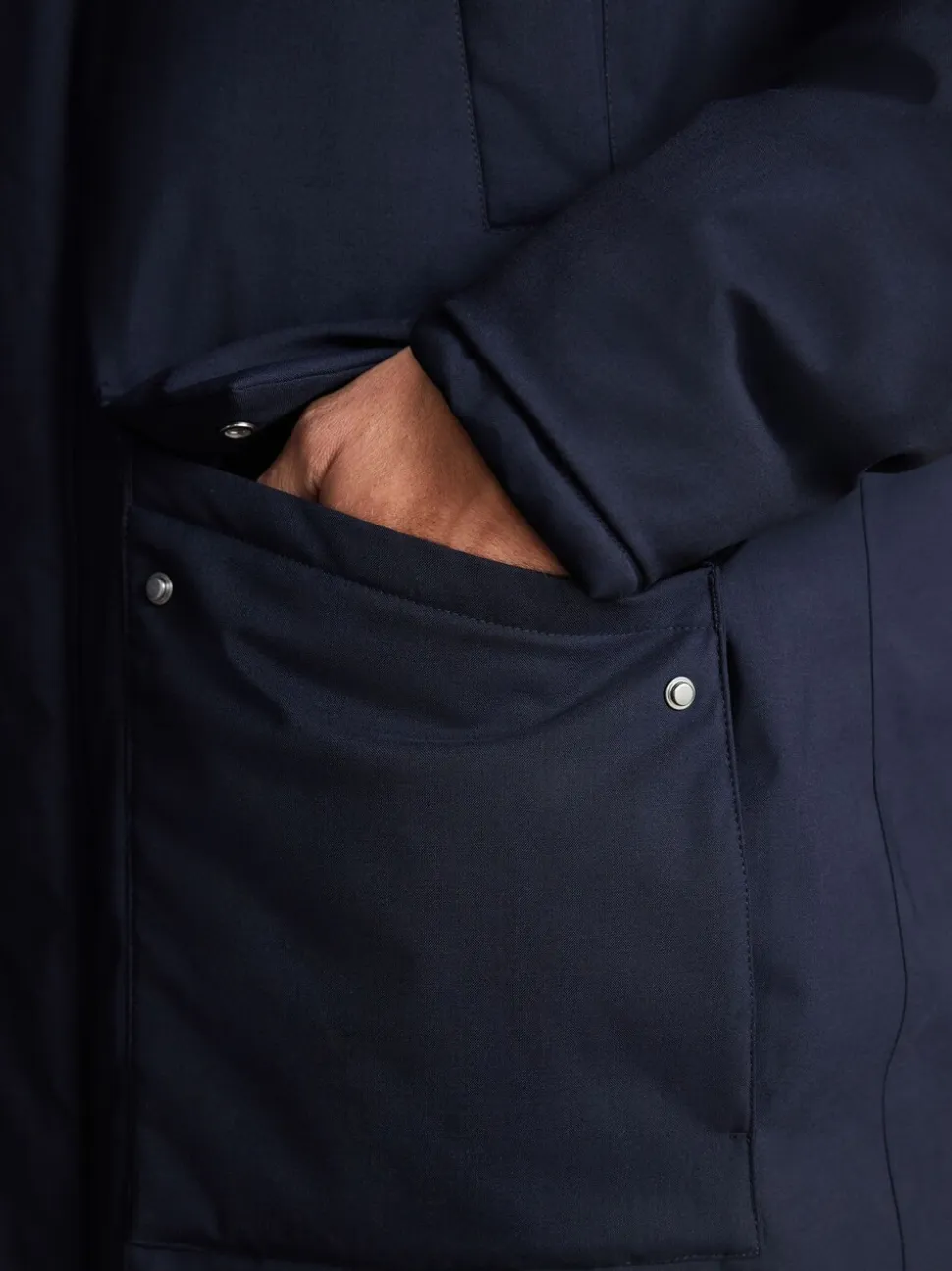 Navy Waterproof 3M Thinsulate™ Hooded Wool Blend Parka