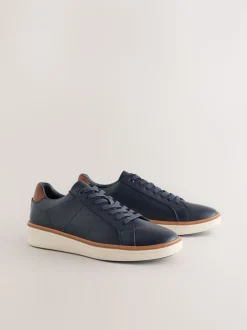 Navy Wedged Smart Casual Longline Trainers