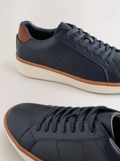 Navy Wedged Smart Casual Longline Trainers