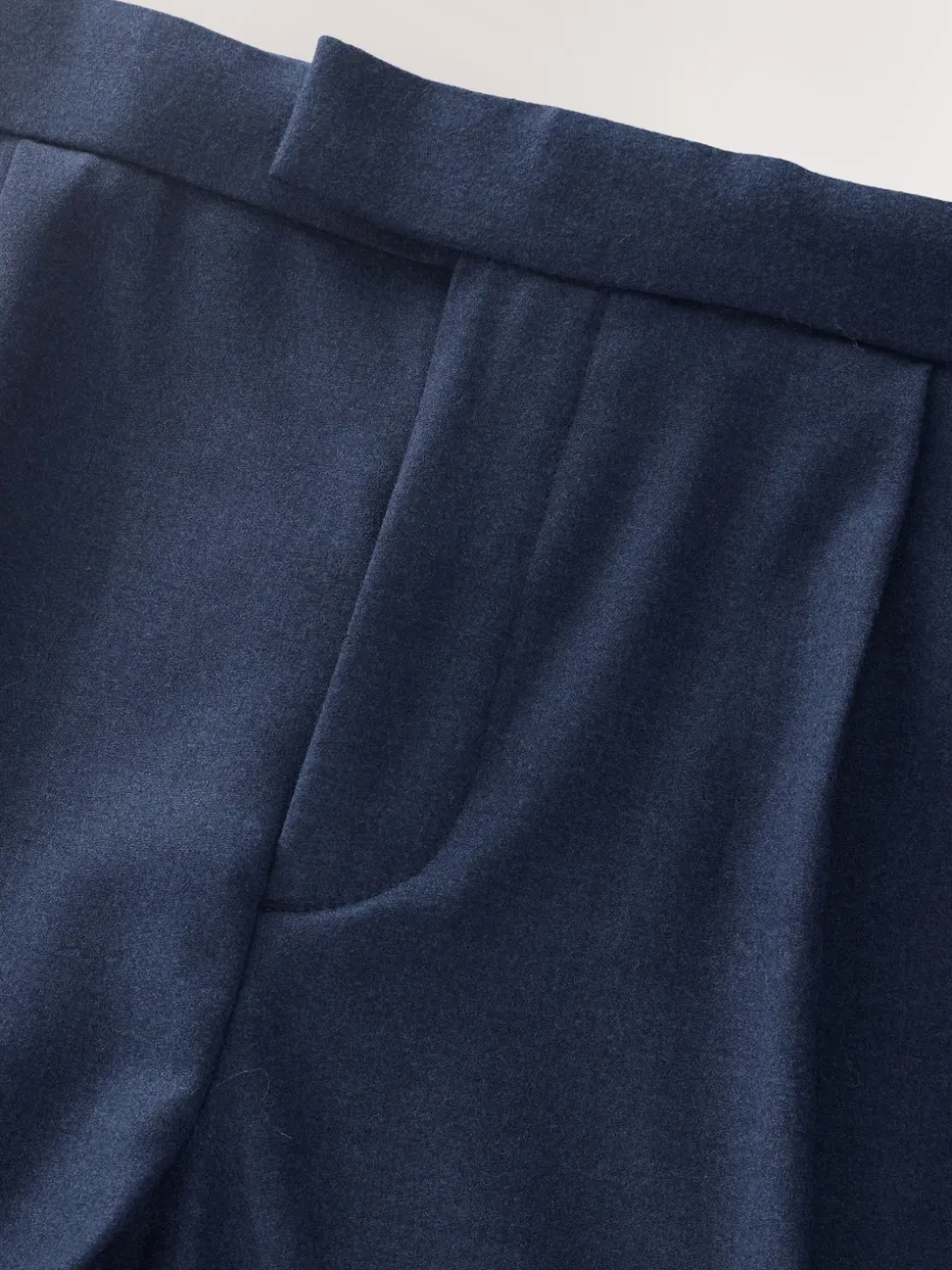 Navy Wool Rich Smart Textured Trousers With Side Adjusters