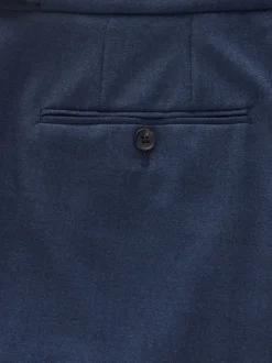 Navy Wool Rich Smart Textured Trousers With Side Adjusters
