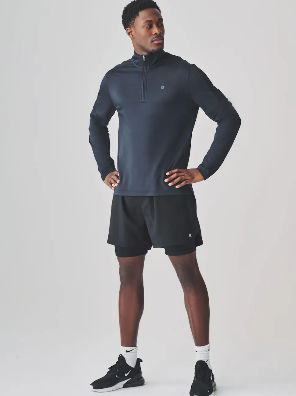 Navy Zip Neck Active Training Top