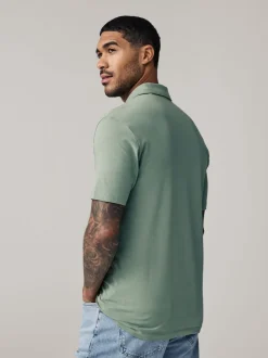 Navy/Black/Grey/White/Sage Green Slim Fit Short Sleeve Jersey Polo Shirts 5 Pack