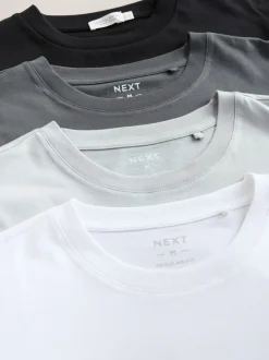 Navy/Black/White/Grey Regular Fit T-Shirts 4 Pack