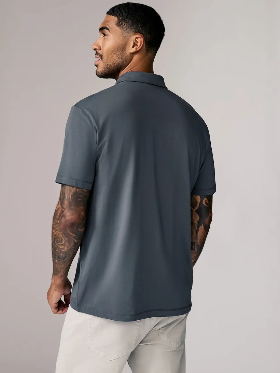 Navy/Brown/Grey/White/Sage Green Regular Fit Short Sleeve Jersey Polo Shirts 5 Pack
