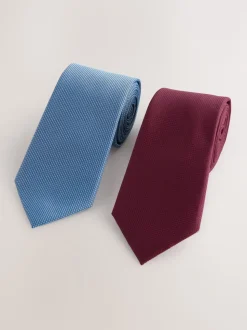 Navy/Burgundy Red Textured Ties 2 Pack
