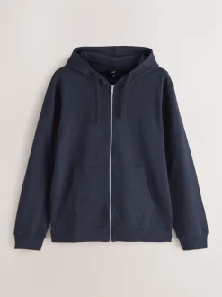 Navy/Charcoal Cotton Lightweight Zip Up Hoodies 2 Pack