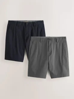 Navy/Charcoal Straight Fit Stretch Chino Shorts 2 Pack