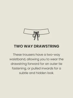 Navy/Ecru Regular Tapered Fit Cotton Linen Striped Trousers