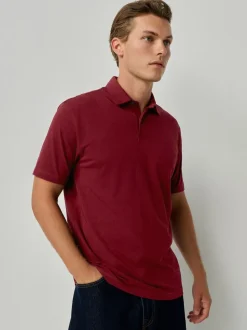 Navy/Green/Burgundy/Geos Regular Fit Short Sleeve Jersey Polo Shirts 3 Pack