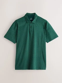 Navy/Green/Burgundy/Geos Regular Fit Short Sleeve Jersey Polo Shirts 3 Pack