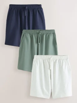 Navy/Green/Ice Grey Loopback Soft Touch Shorts 3 Pack