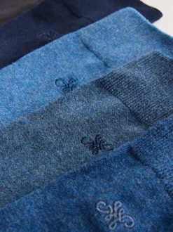 Navy/Grey Marl Embroidered Lasting Fresh Socks 10 Pack